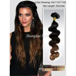 24" Wavy Hair Weaving Three Tone Color Human Hair Weft 24" Wavy Hair Weaving Three Tone Color Human Hair Weft